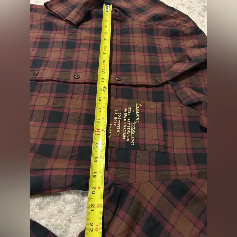 Evermore "I Almost Jumped In" flannel pajama top button up Taylor Swift Top only - Picture 9 of 12